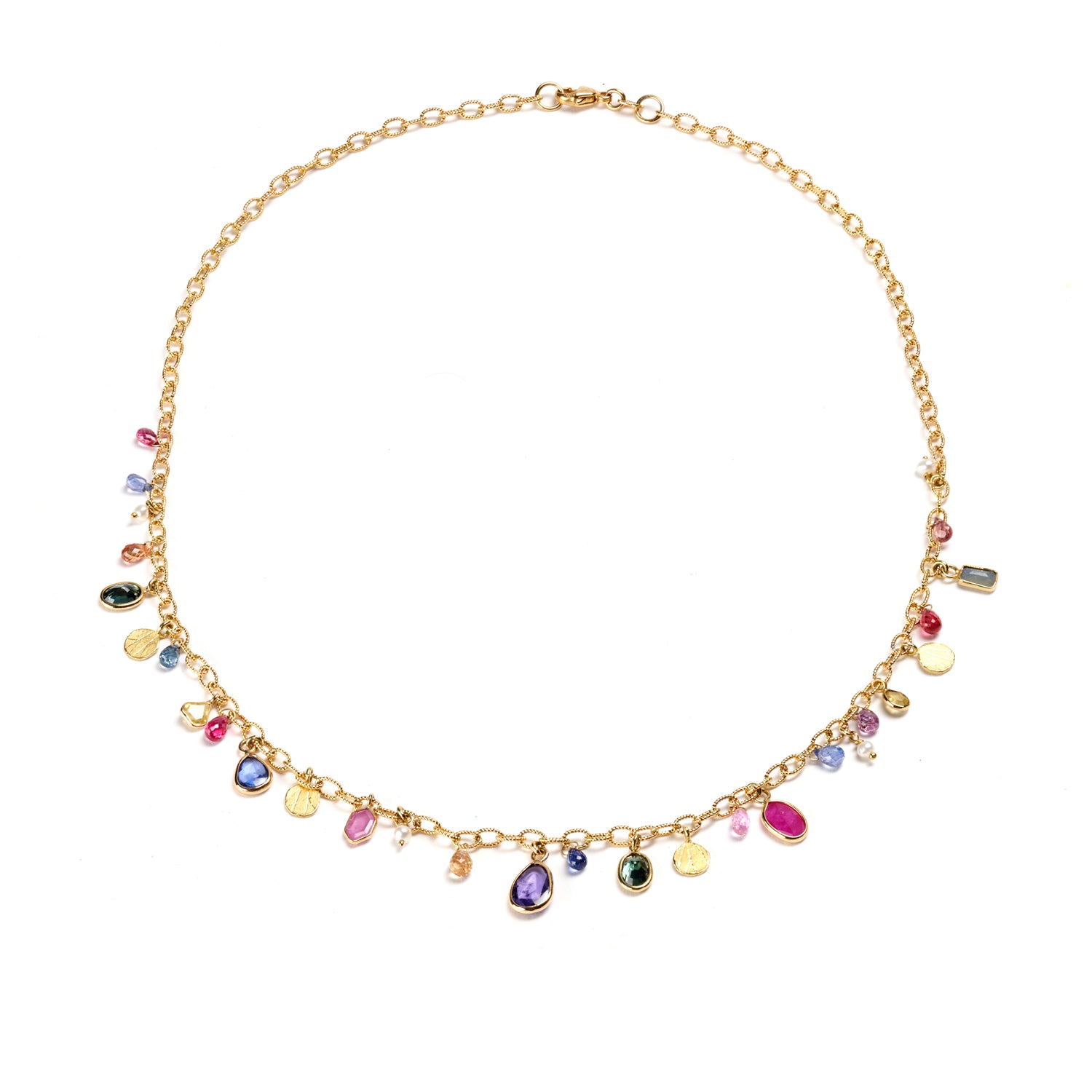 Sapphire & Freshwater Seed Pearl Necklace