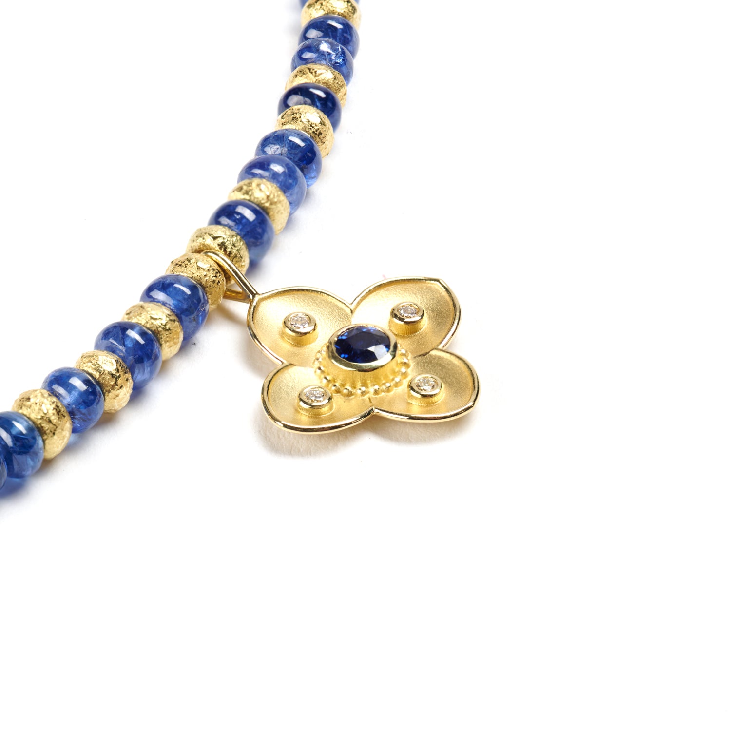 Sapphire & Dogwood Bead Necklace