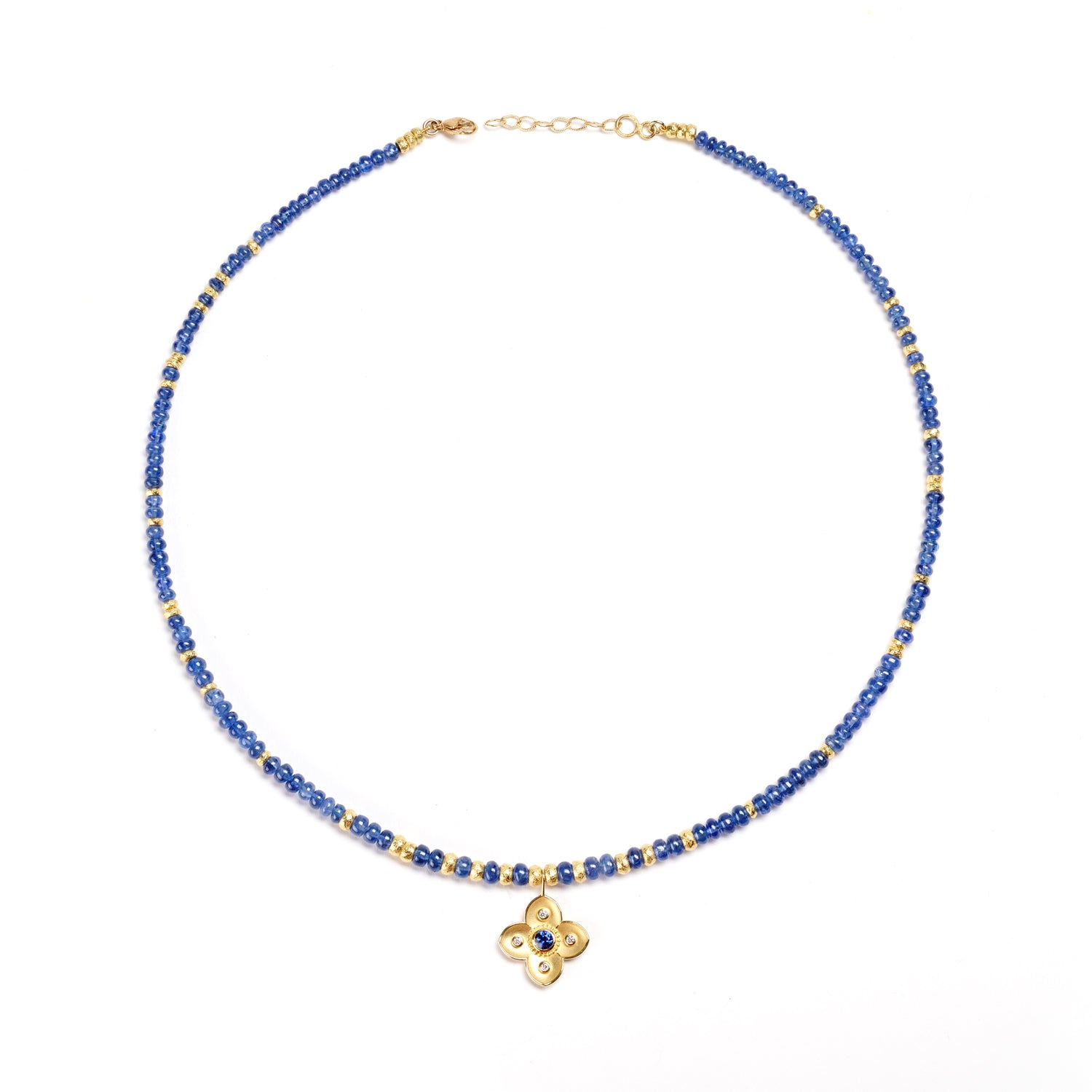 Sapphire & Dogwood Bead Necklace