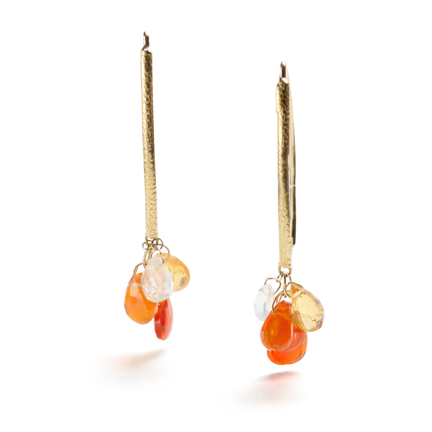 Fire Opal Briolette Drop Earrings