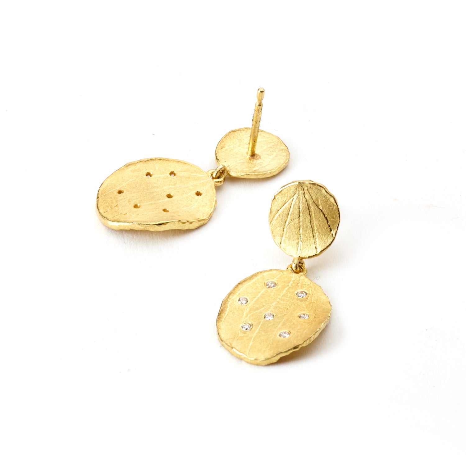 Golden Double Petal Earrings