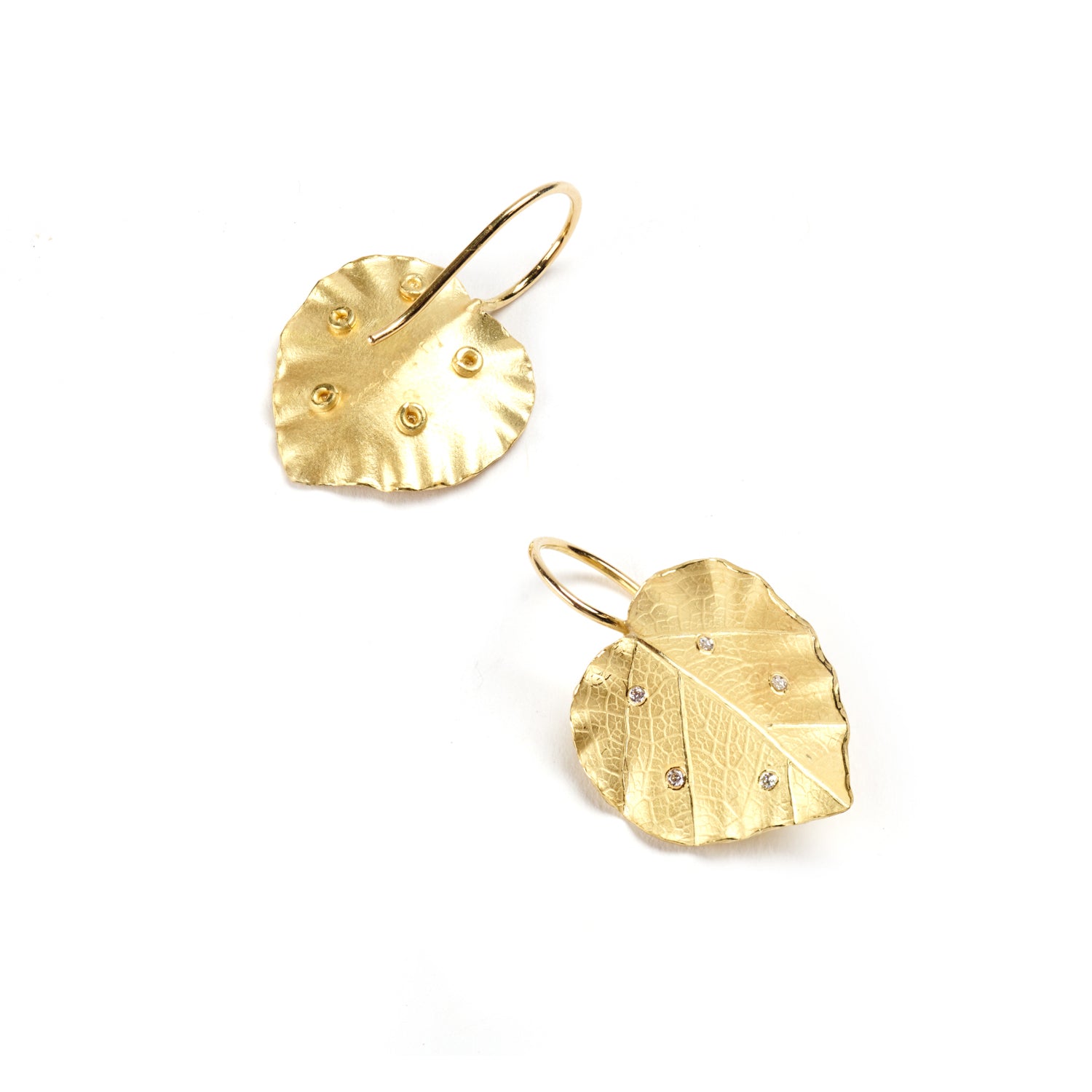 Violet Leaf Earrings with Diamonds