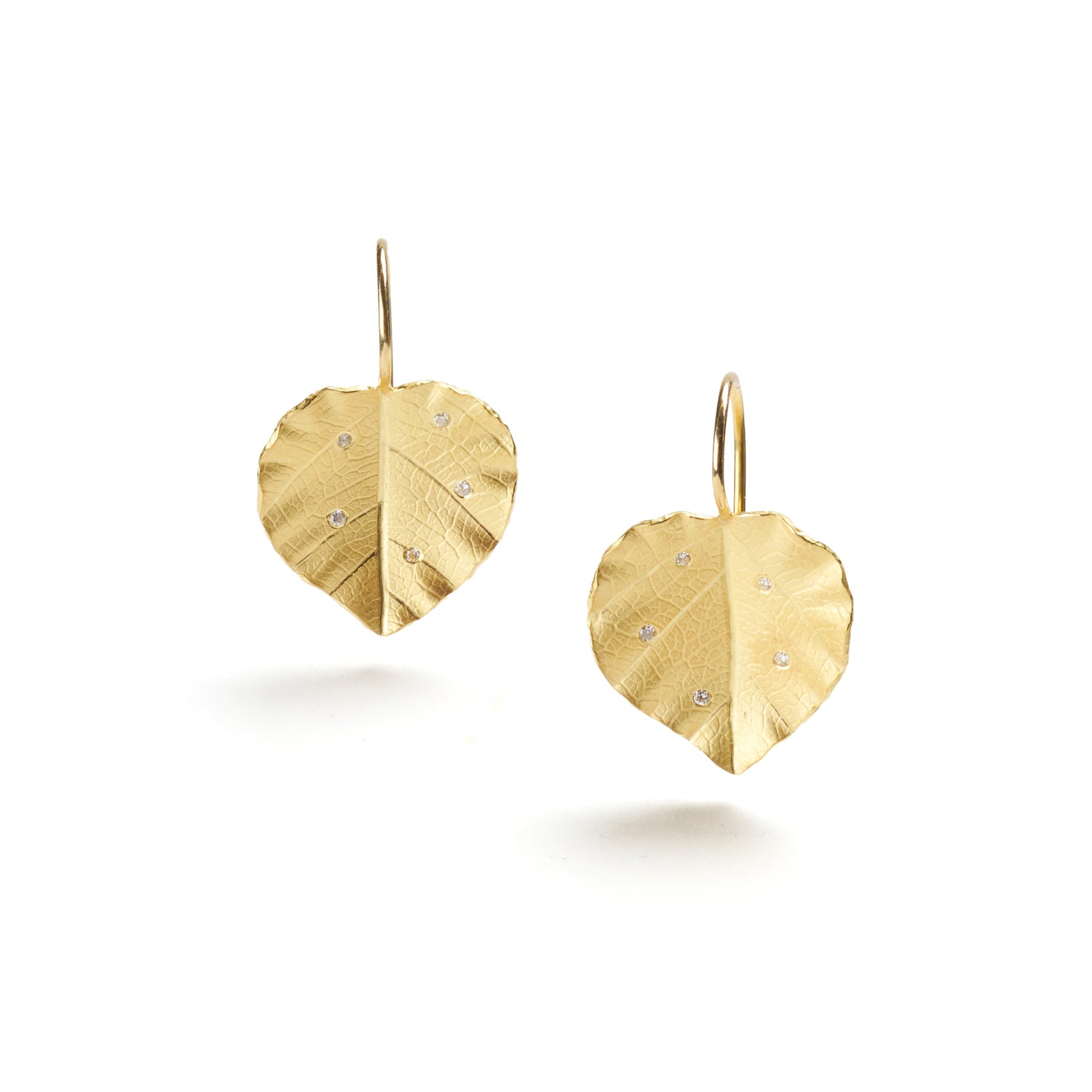 Violet Leaf Earrings with Diamonds
