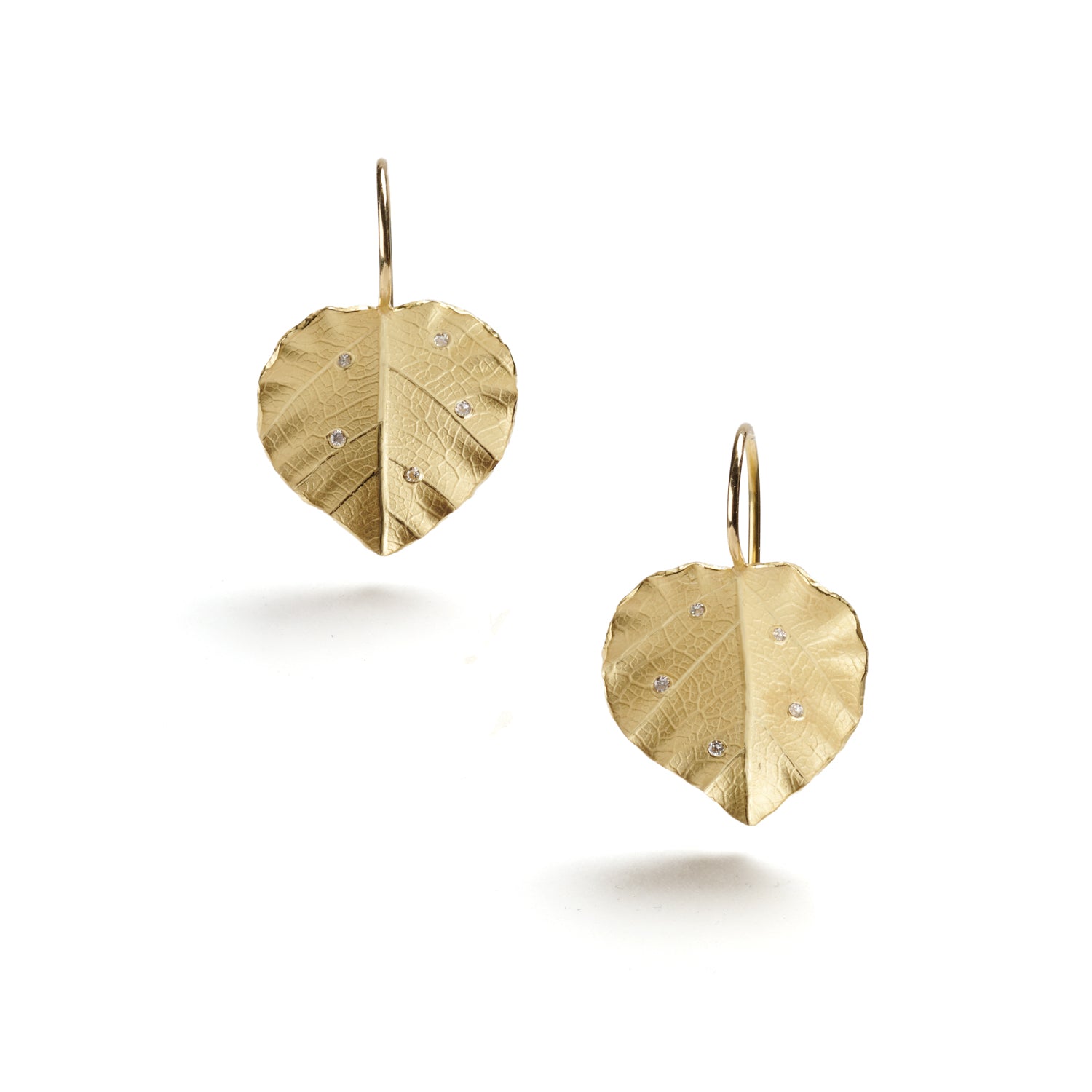 Violet Leaf Earrings with Diamonds