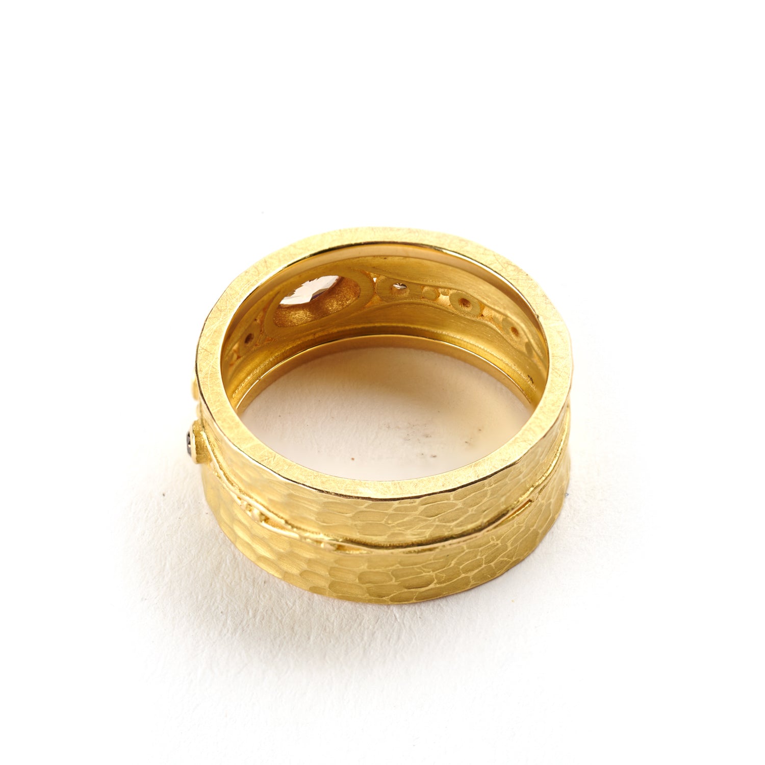 Carved Glacier Ring with Brown Diamonds