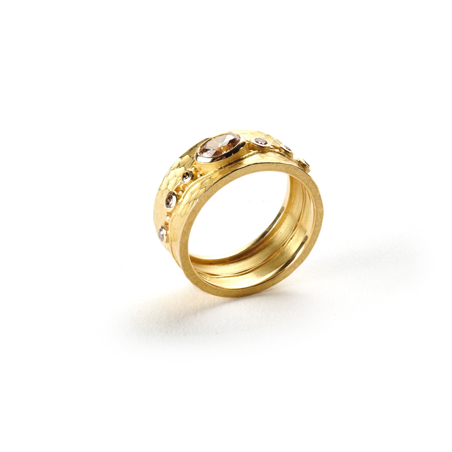 Carved Glacier Ring with Brown Diamonds