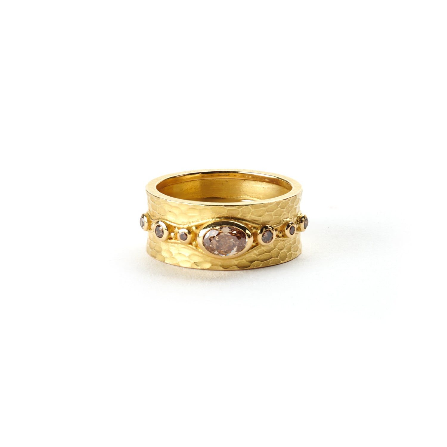 Carved Glacier Ring with Brown Diamonds