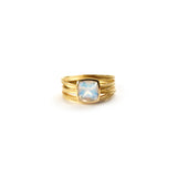 Cushion Cut Rainbow Moonstone Ring
