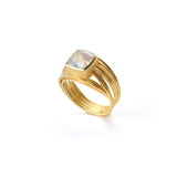 Cushion Cut Rainbow Moonstone Ring