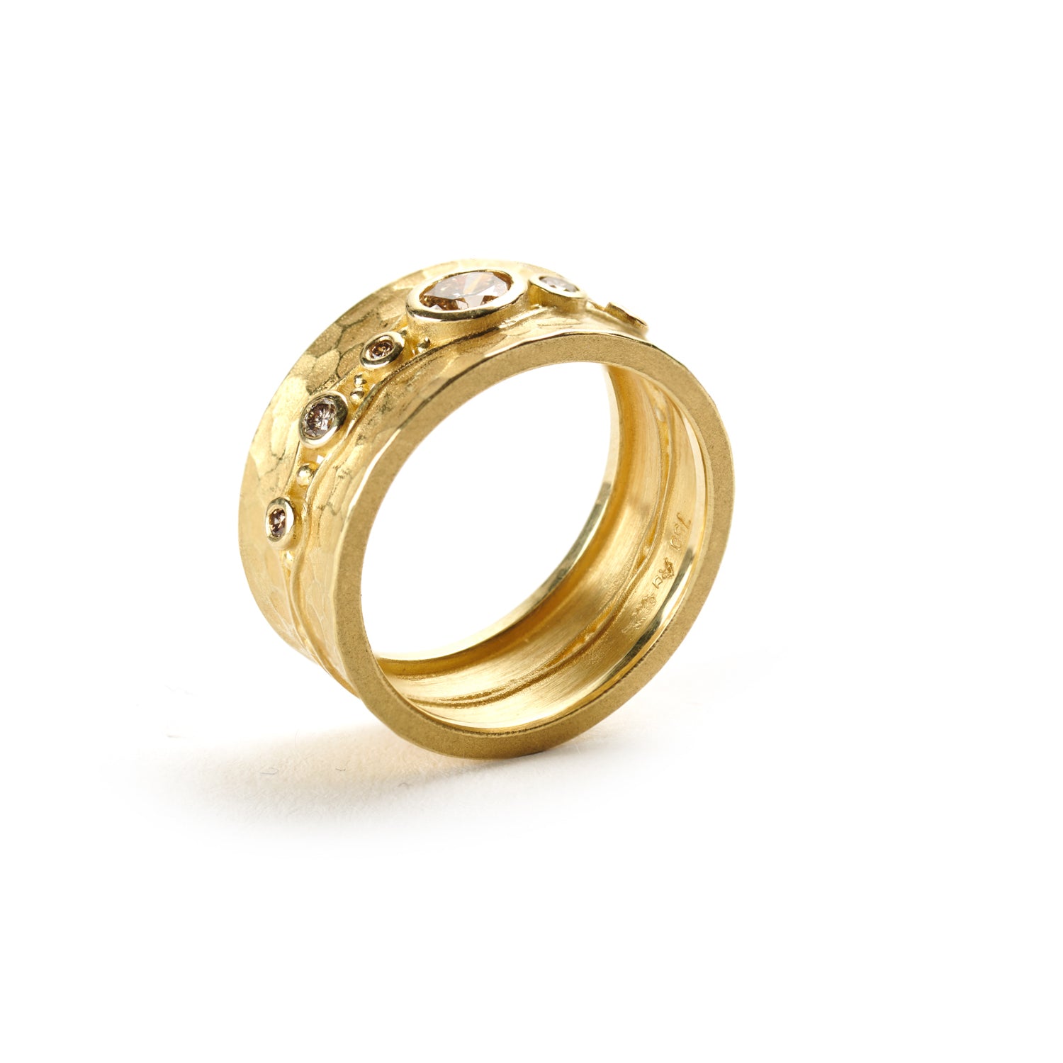 Carved Glacier Ring with Petite Brown Diamonds