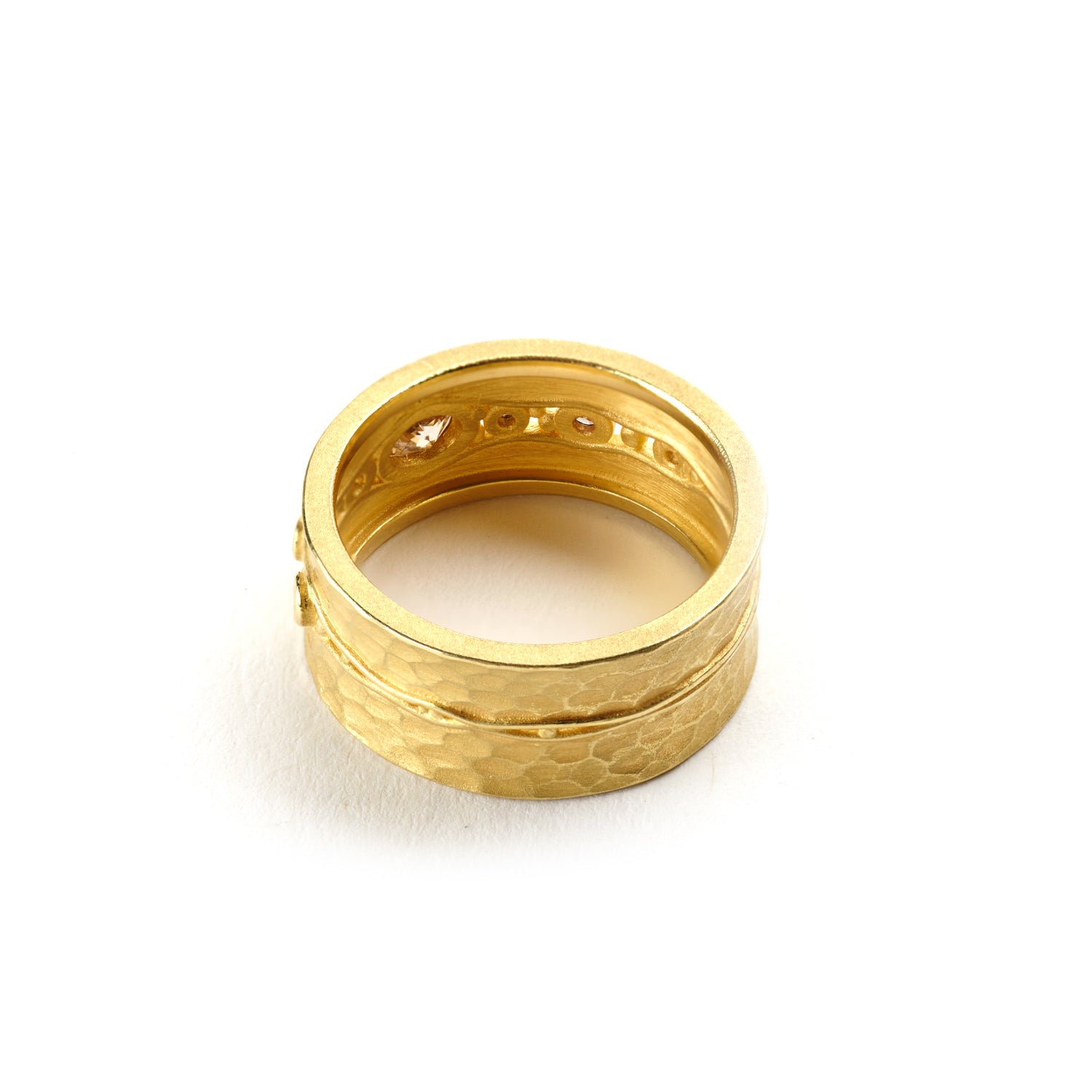 Carved Glacier Ring with Petite Brown Diamonds