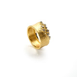 Carved Glacier Ring with White Diamonds
