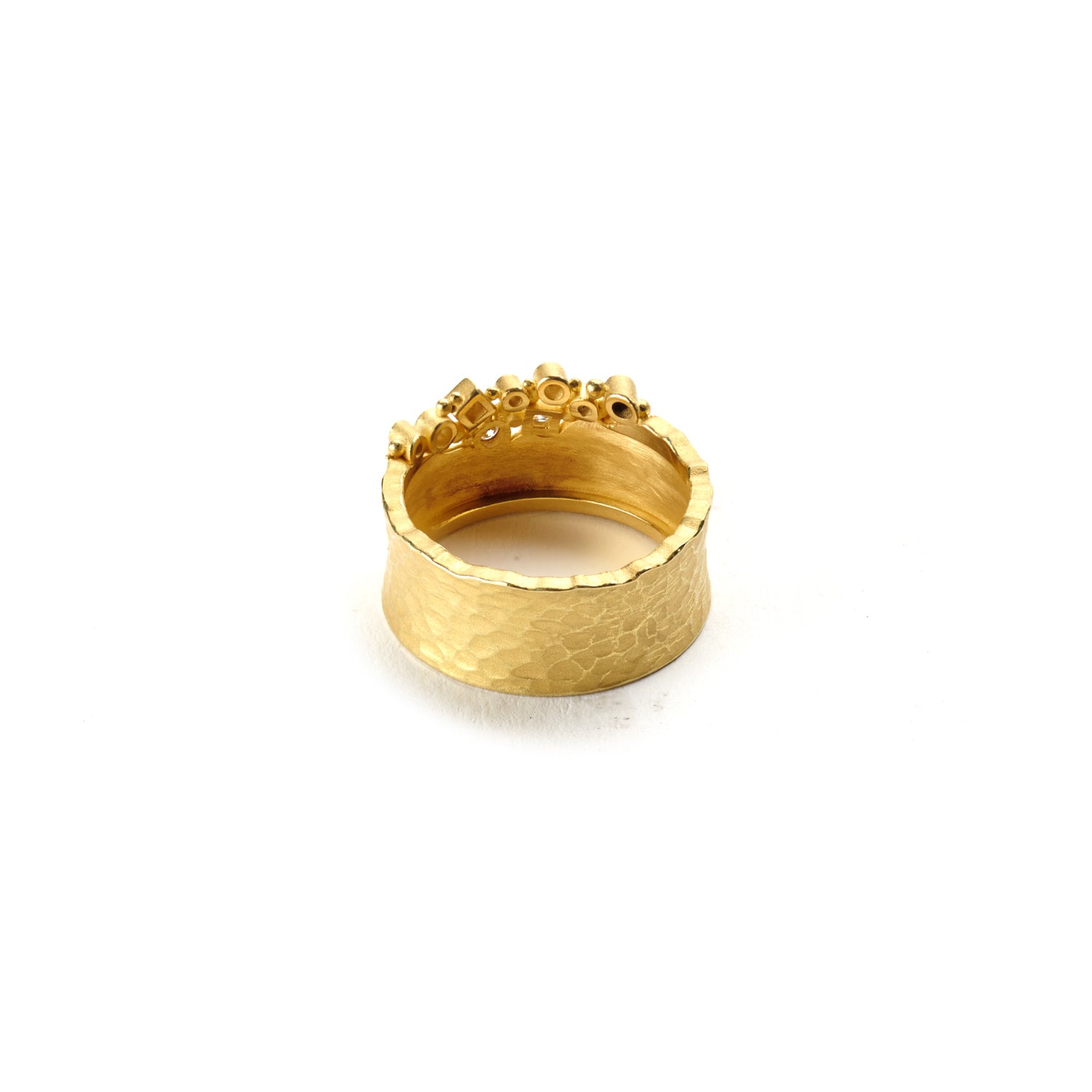 Carved Glacier Ring with White Diamonds