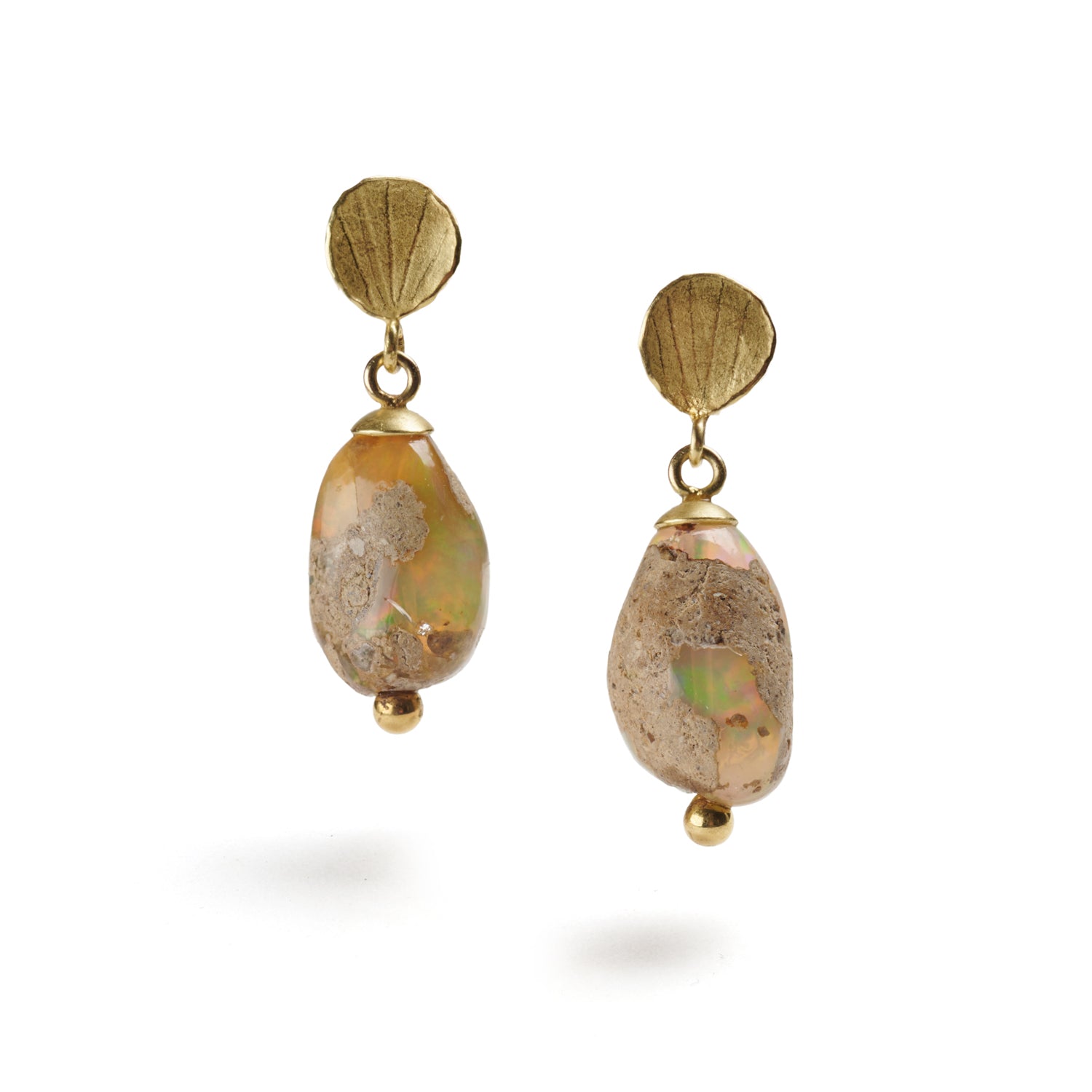Opal & Gold Petal Earrings