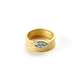 Gold Glacier Band with Aquamarine