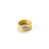 Gold Glacier Band with Aquamarine