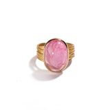 Oval Pink Tourmaline Ring in Gold