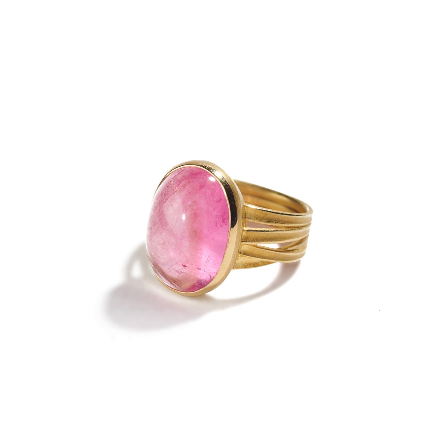 Oval Pink Tourmaline Ring in Gold