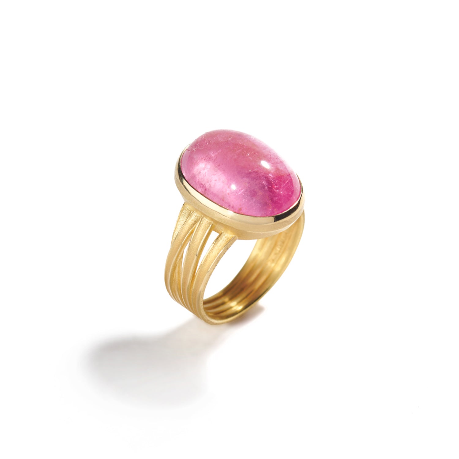 Oval Pink Tourmaline Ring in Gold