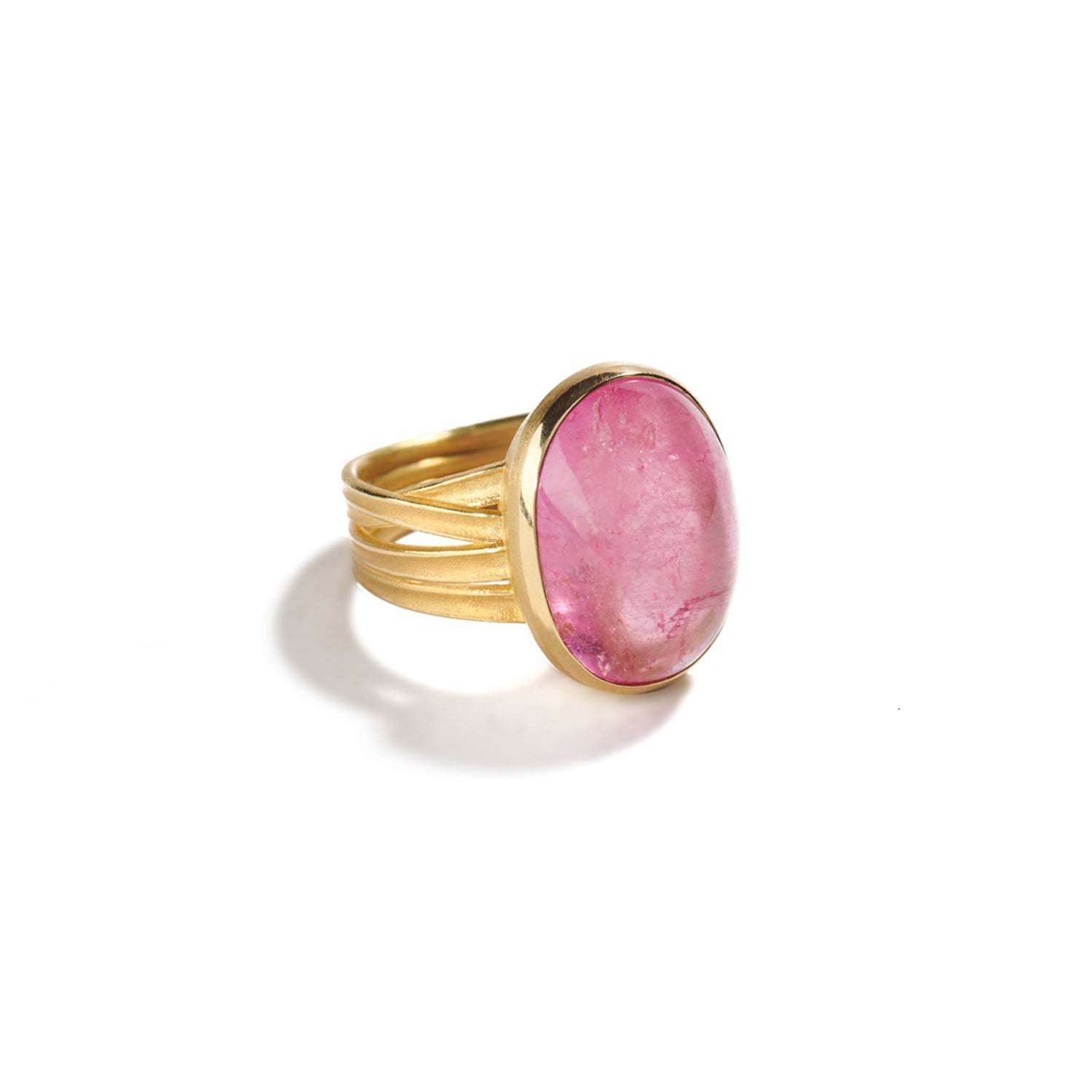 Oval Pink Tourmaline Ring in Gold