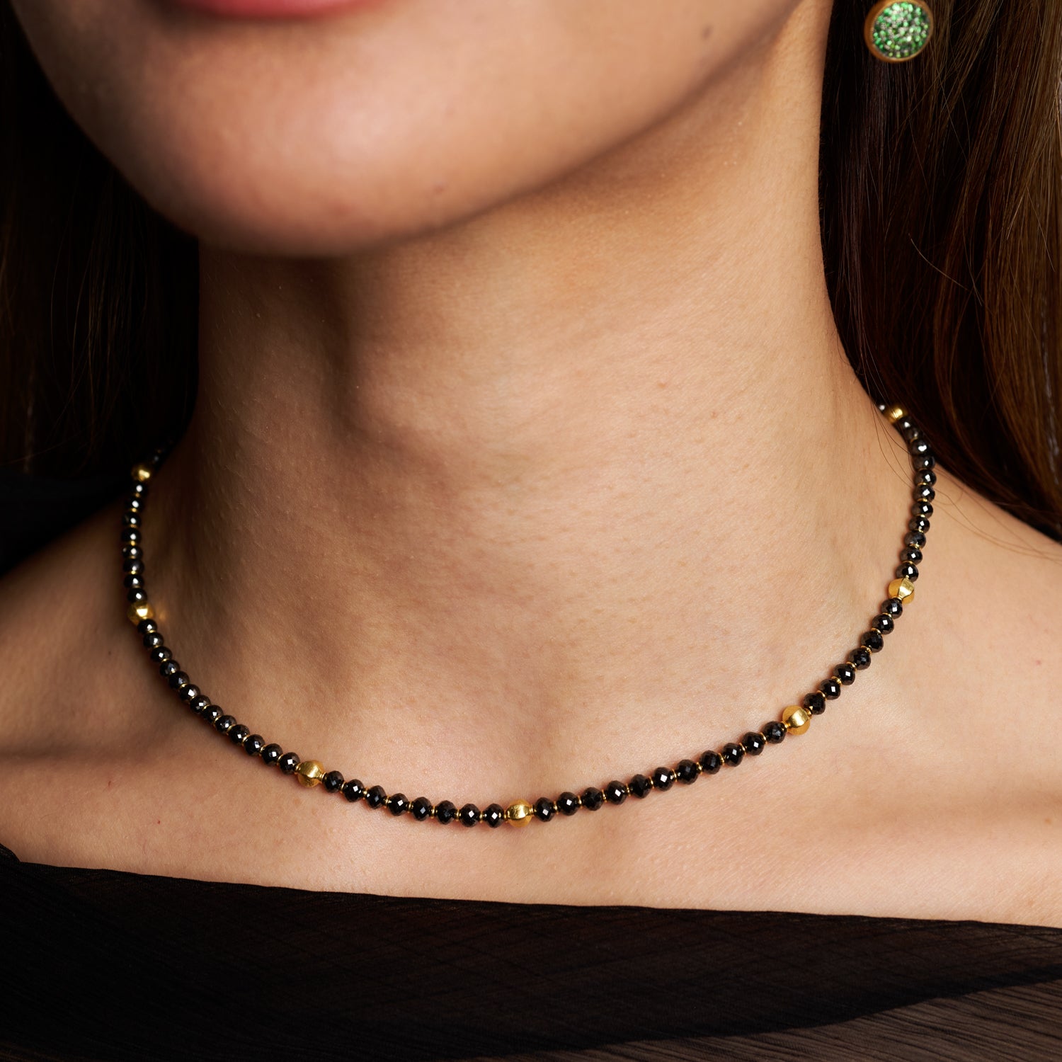 Chain of Black Diamond Beads