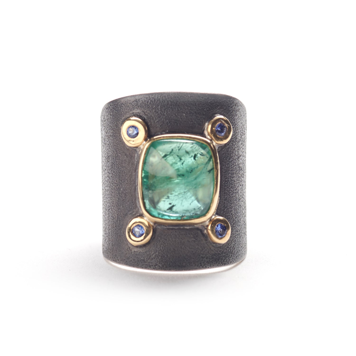 Pyramid Indicolite Tourmaline Ring