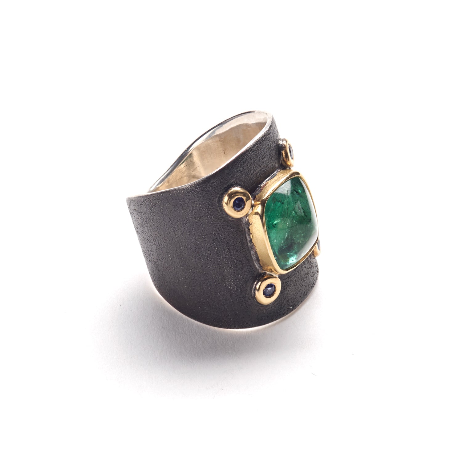 Pyramid Indicolite Tourmaline Ring