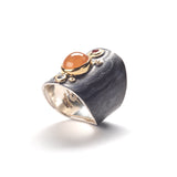 Mandarin Garnet and Sapphire Ring