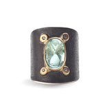 Sugarloaf Cut Blue-Green Tourmaline Ring