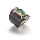 Sugarloaf Cut Blue-Green Tourmaline Ring