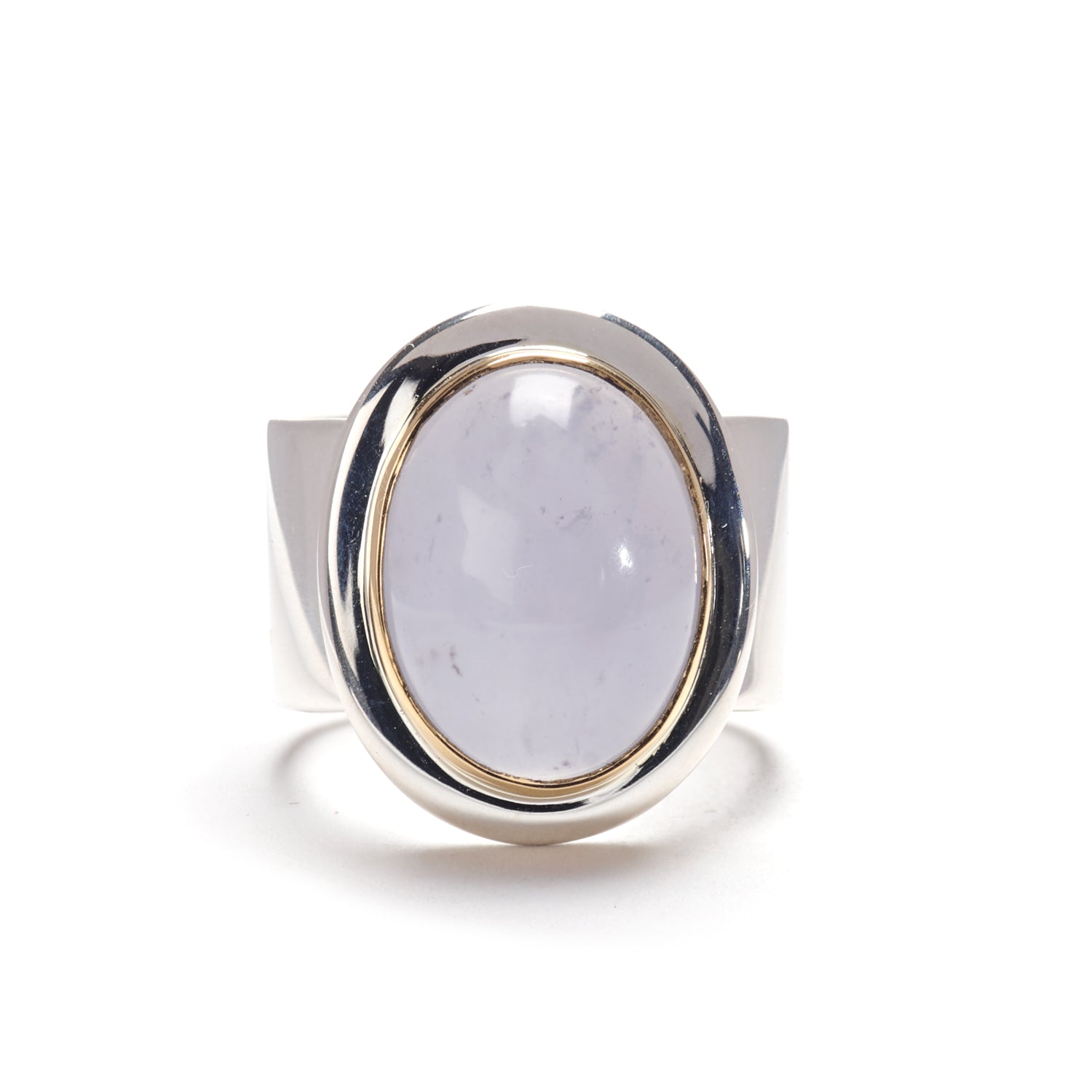 Oval Blue Chalcedony Ring