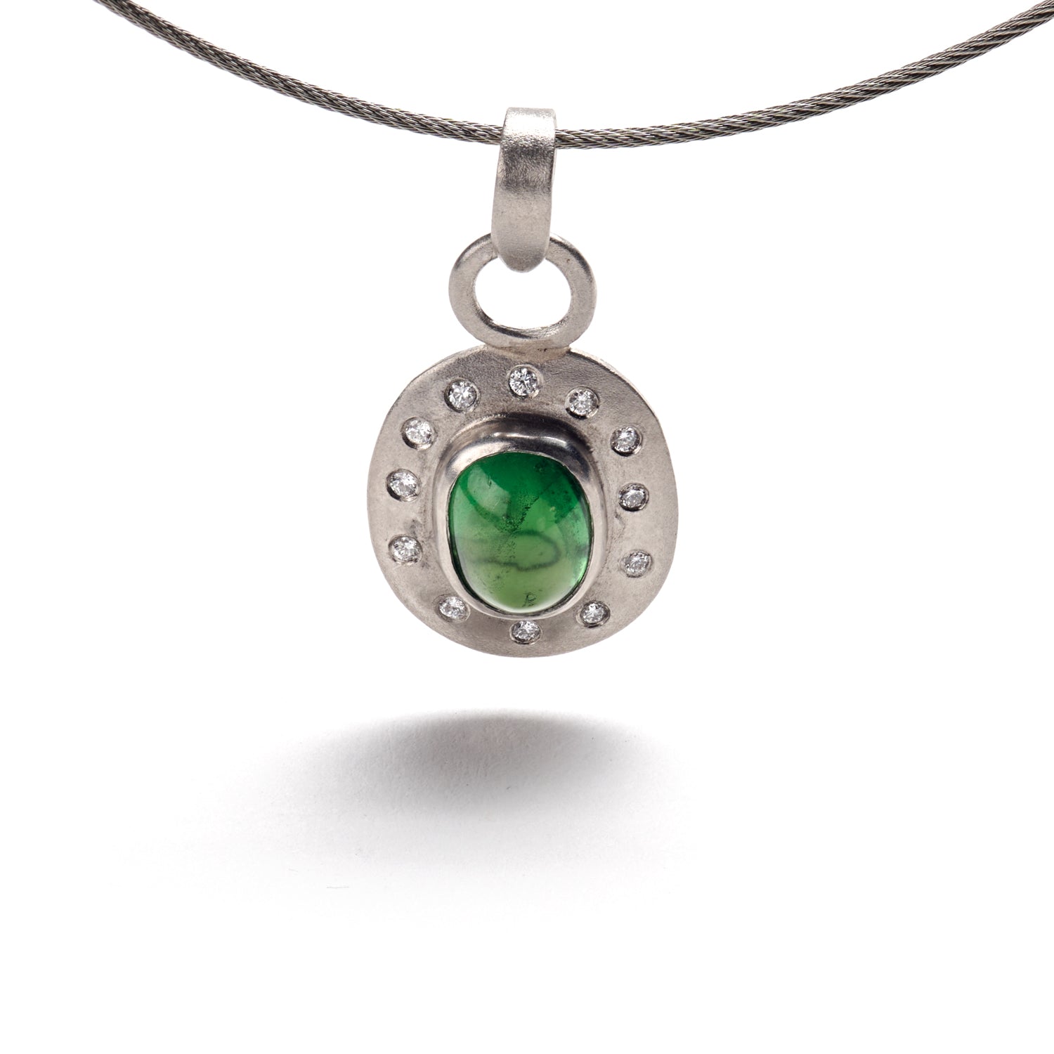 Platinum and Tsavorite Garnet Pendant