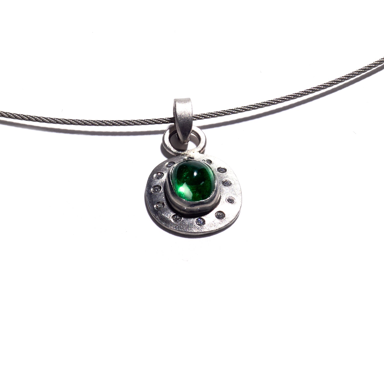 Platinum and Tsavorite Garnet Pendant