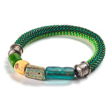 Green Bracelet with Antique Glass Finials