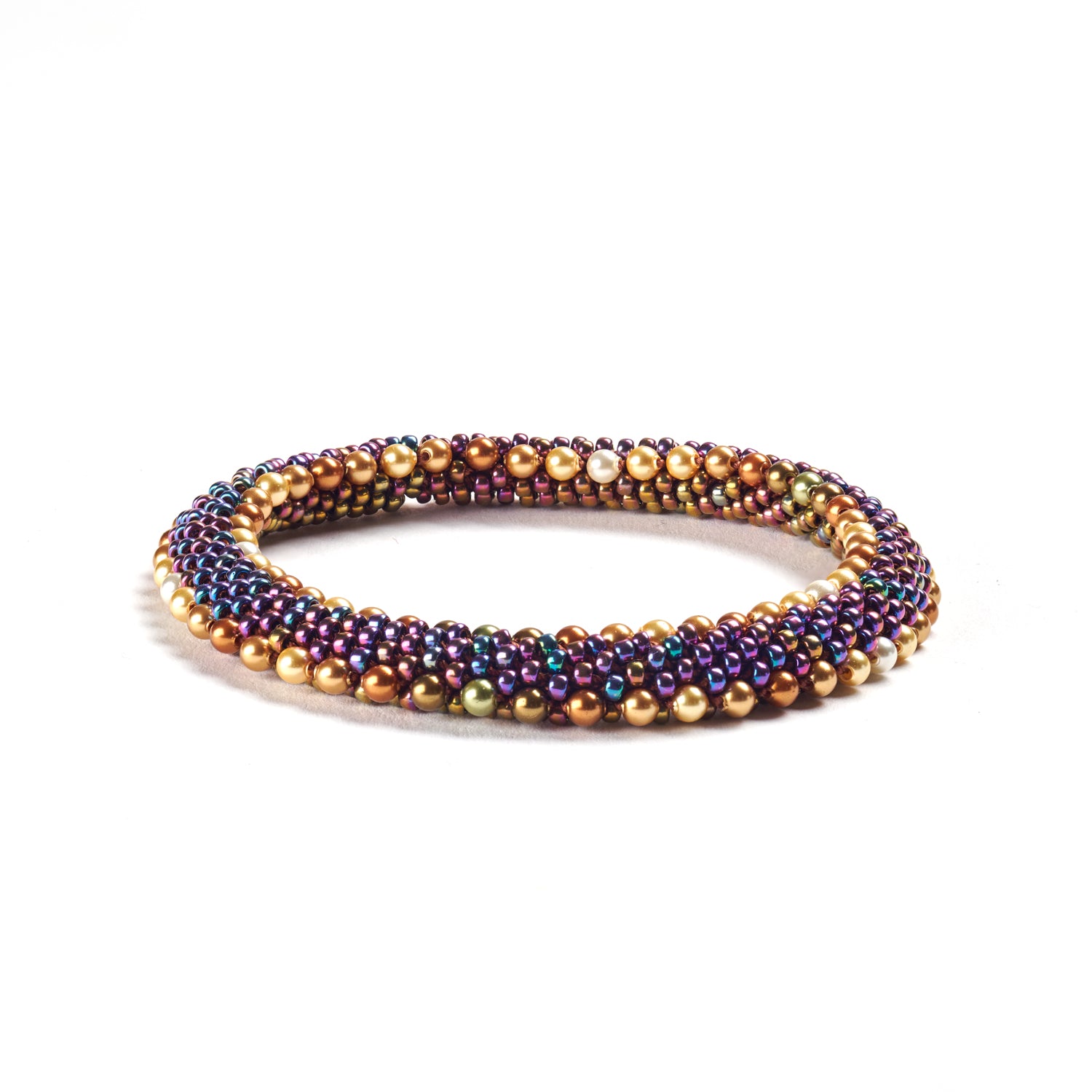 Double Weave With Glass Beads & Pearls