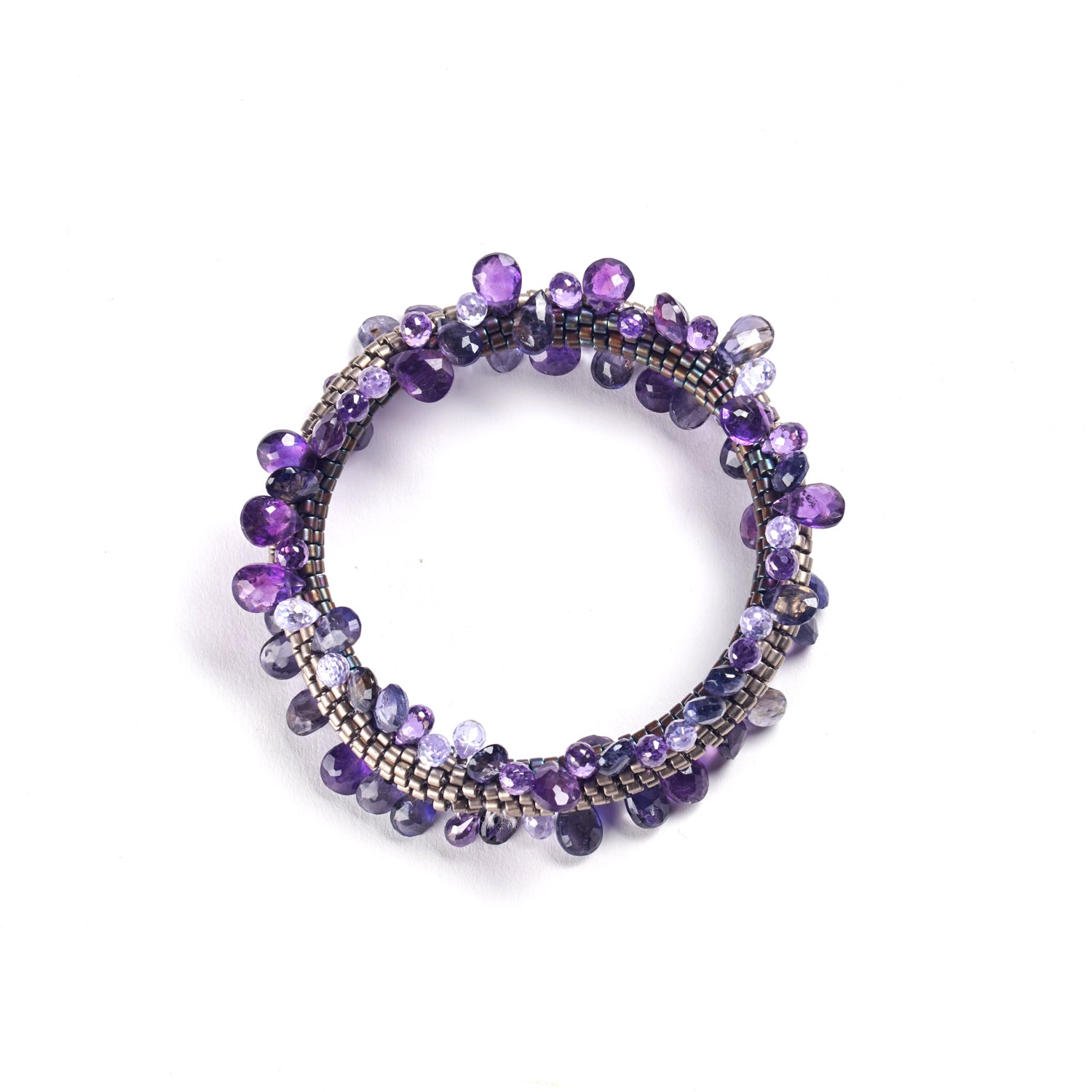 Double Weave Amethyst Ruffle Bracelet