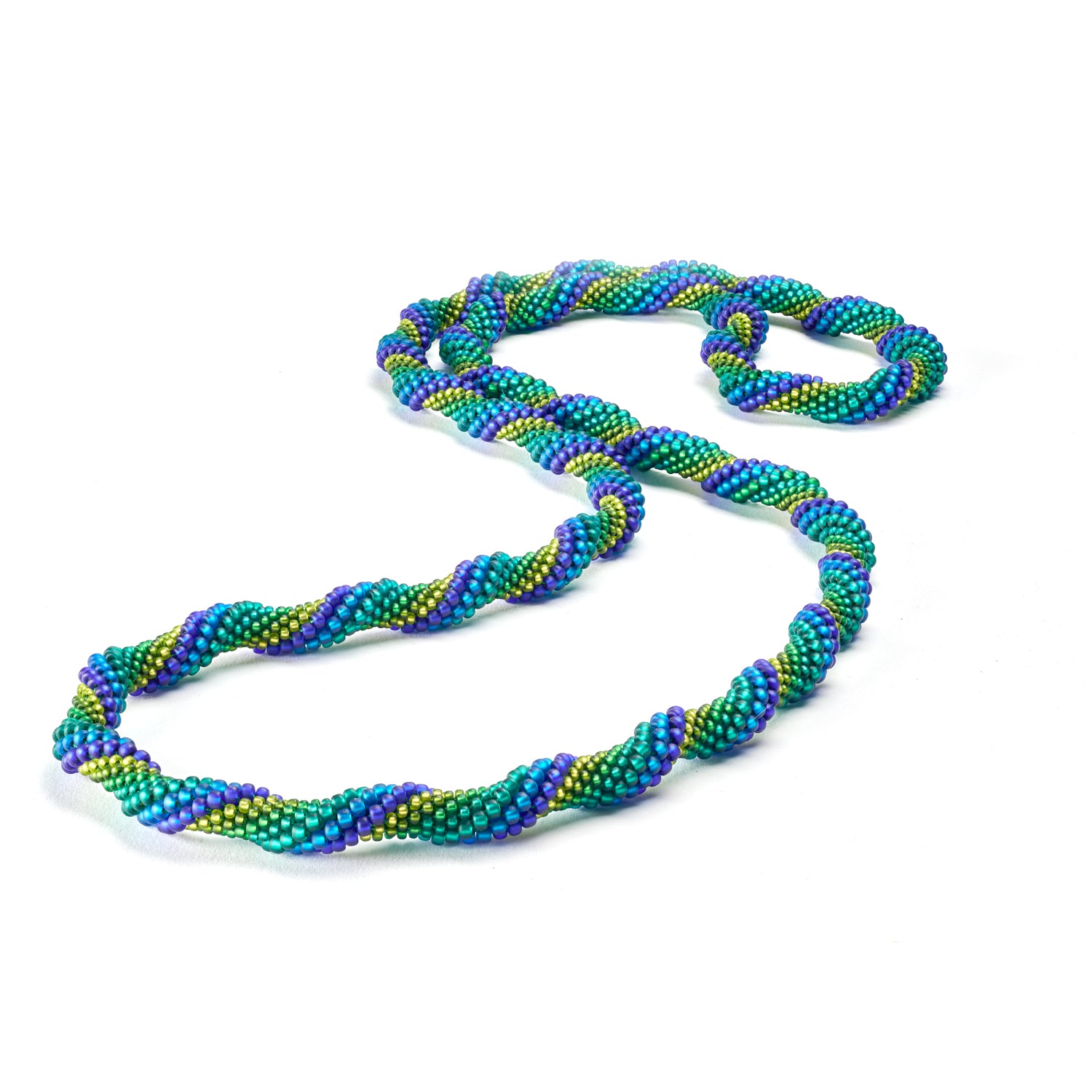 Metallic Peacock Spiral Necklace