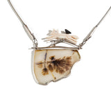 Agate Running Fox Pendant Necklace
