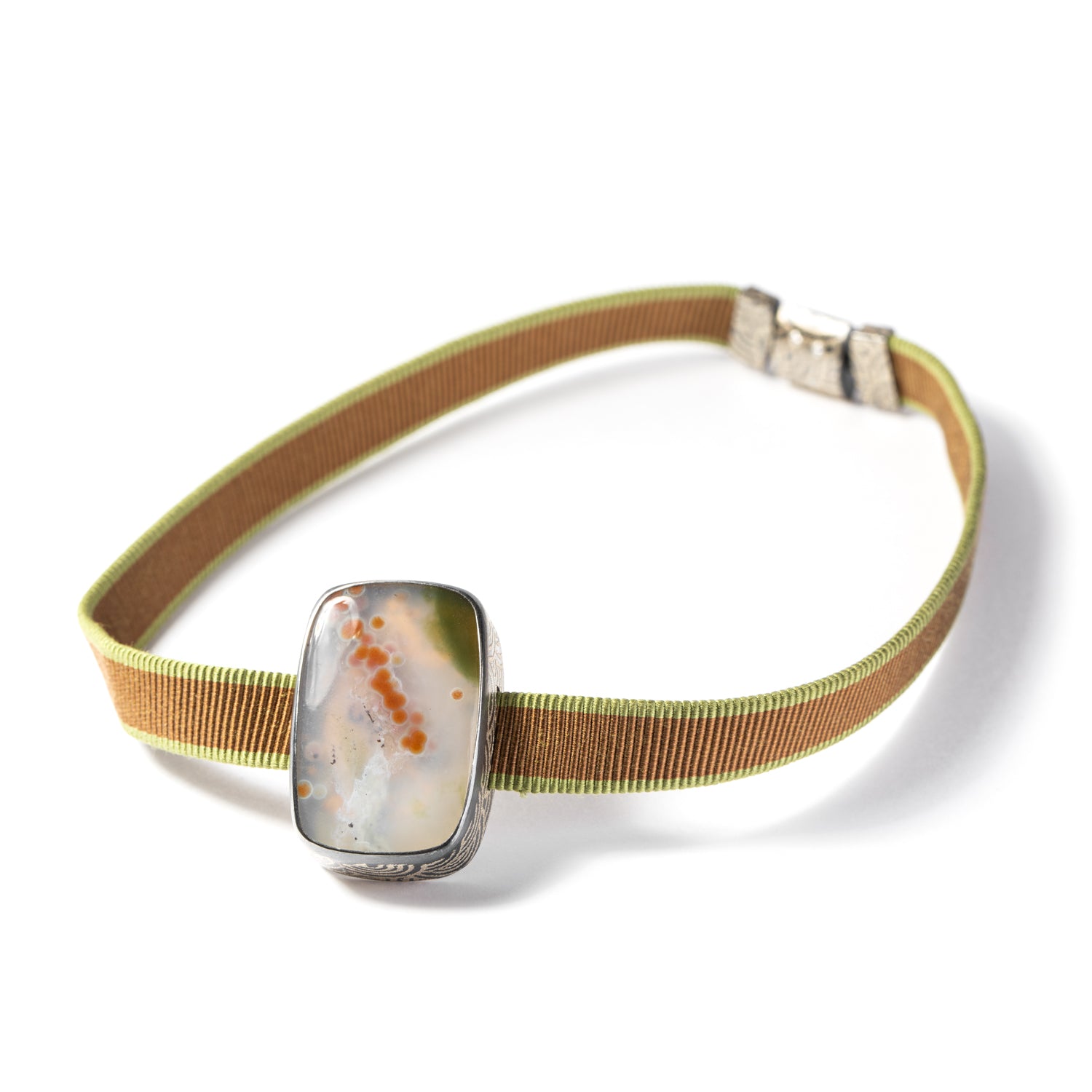 Japanese Silk and Jasper Necklace