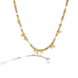 Diamond Drop Necklace in All Gold ~ 7 Diamonds