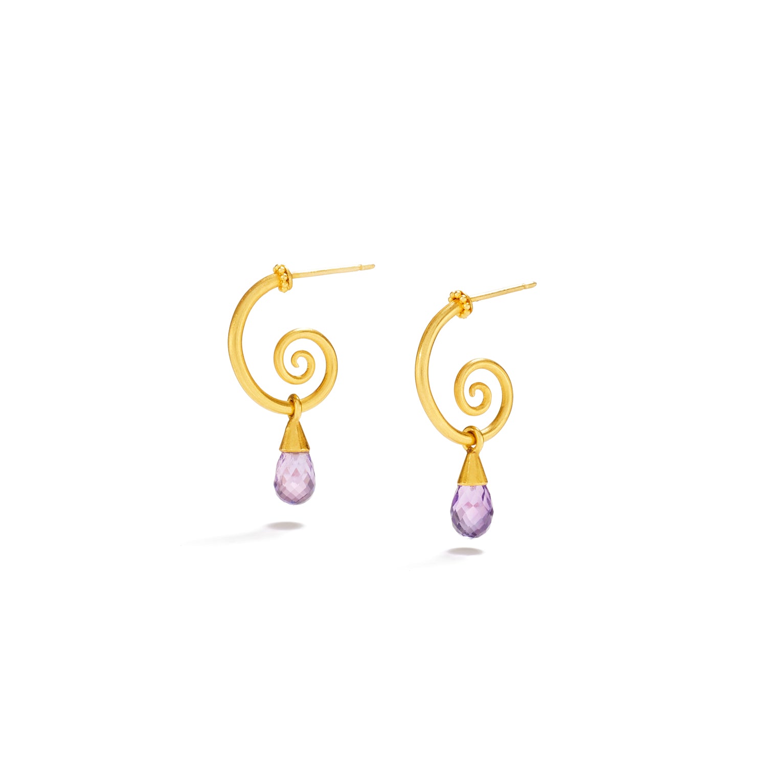 Curlicue Amethyst Hoop Earrings