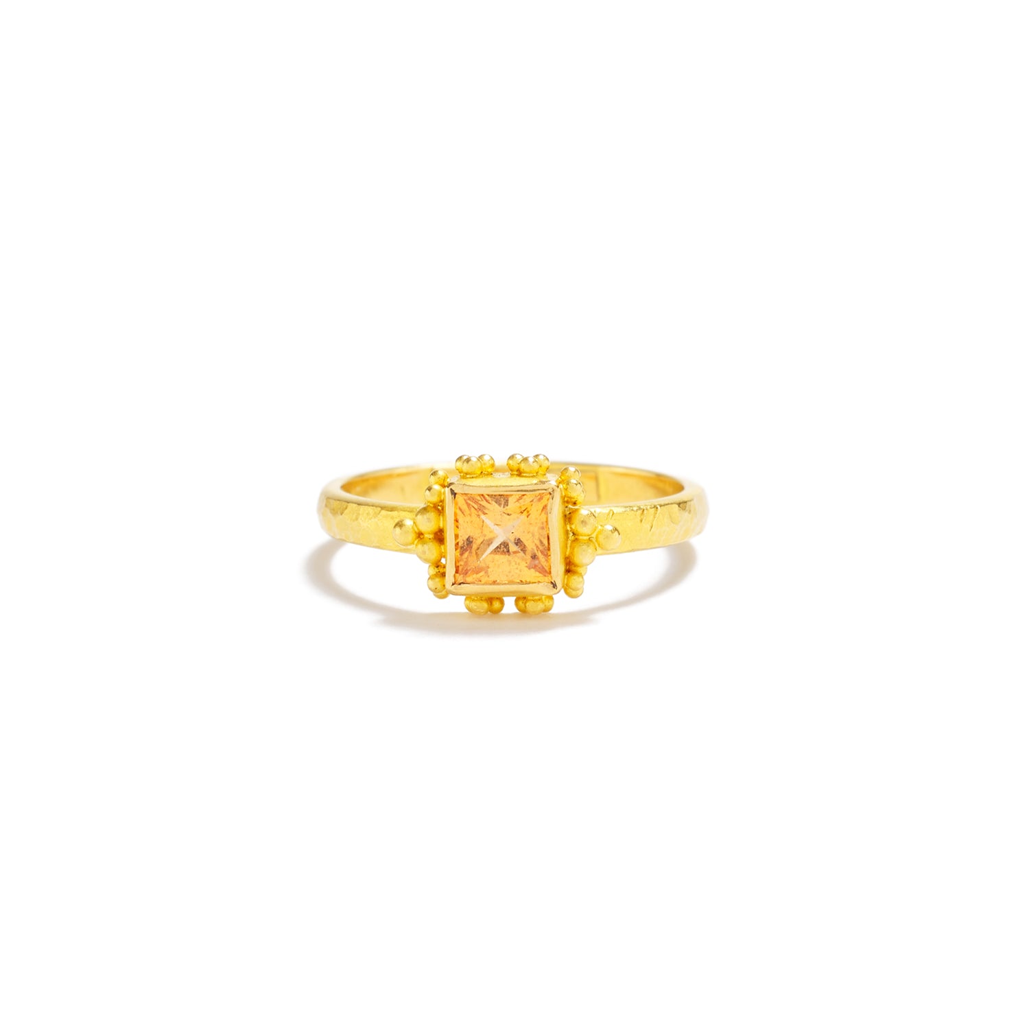 Hammered Twinkler Dark Yellow Sapphire Ring