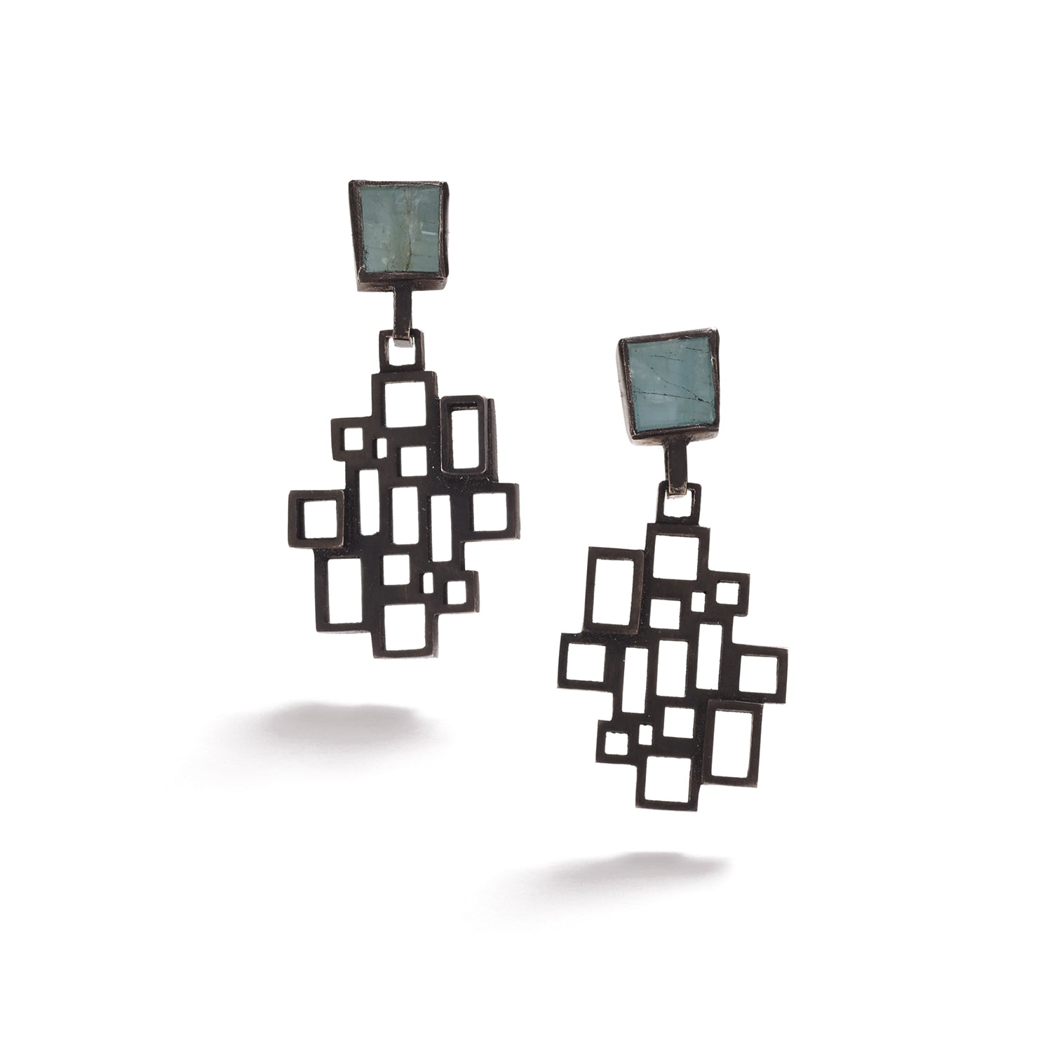 Pixelated Aquamarine Earrings