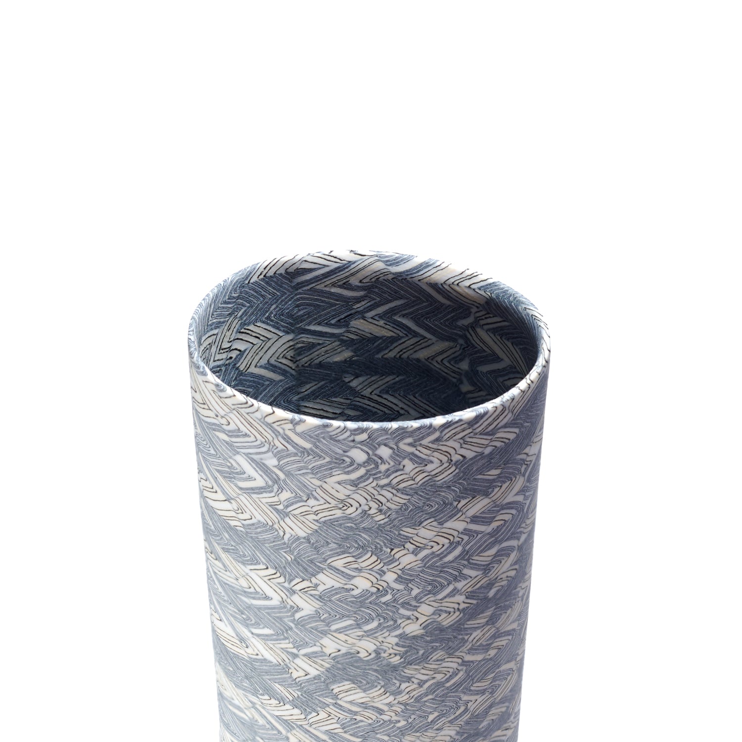 Black, Cream and White Elliptical Vessel