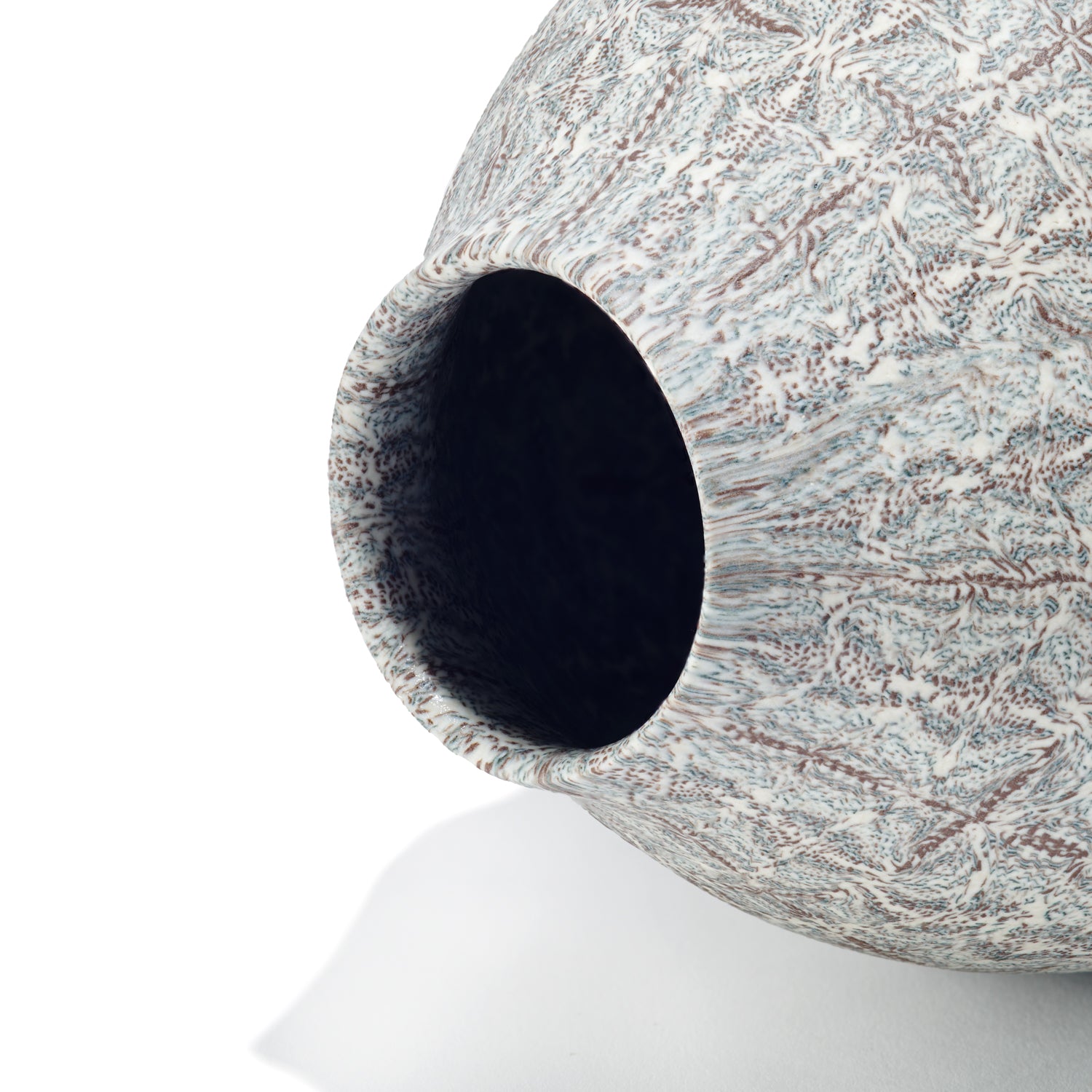 Brown and White Nerikomi Blossom Jar