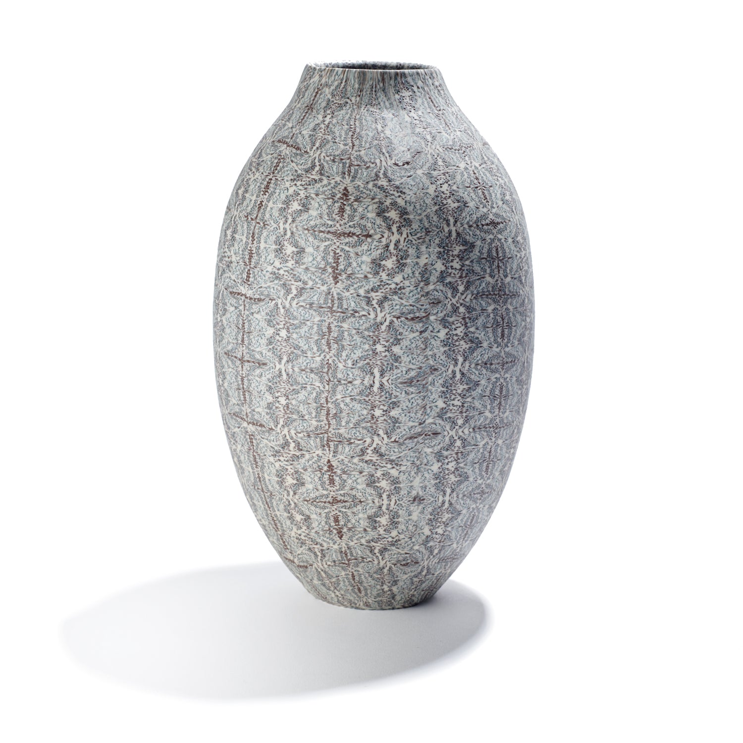 Brown and White Nerikomi Blossom Jar