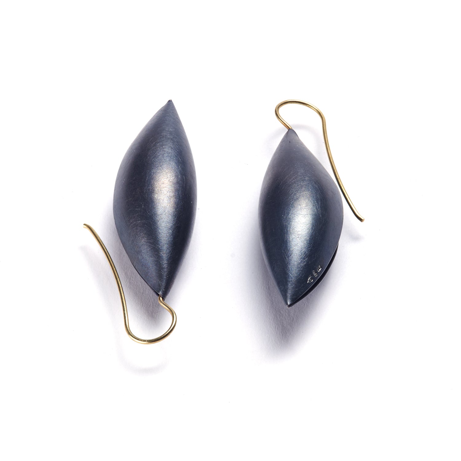 Oxidized Sterling Silver Cocoon Pendant Earrings~50mm