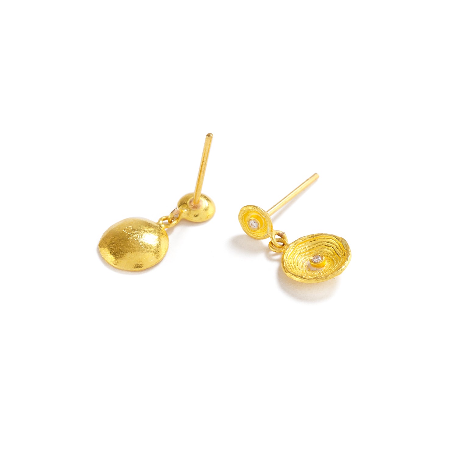 Double Golden Cups with Diamond Earrings