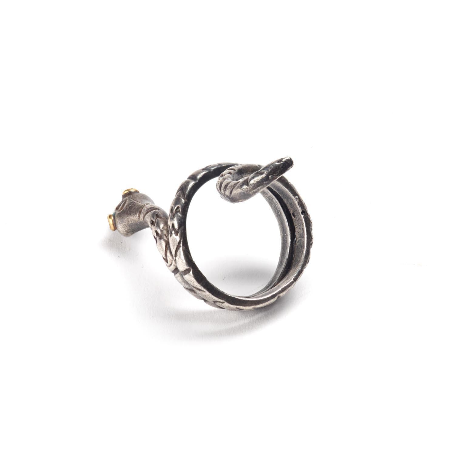 Silver & Diamond Snake Ring