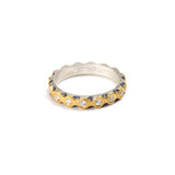 Sterling & Gold Ring with Sixteen Diamonds